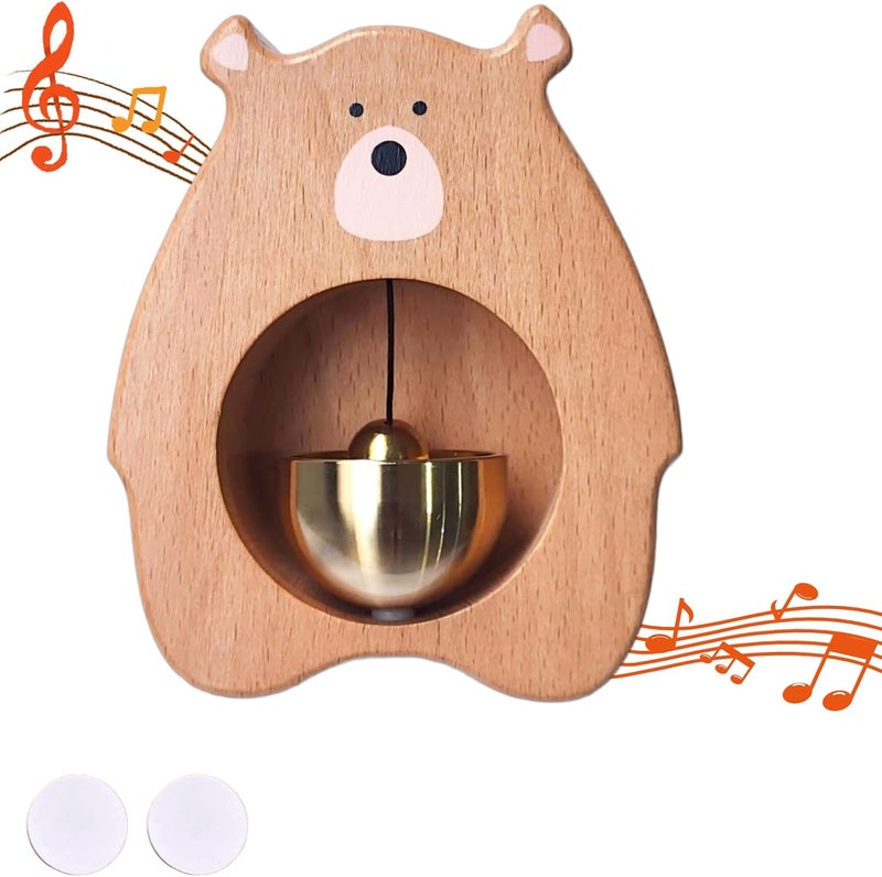 BovcTrraann Magnetic Shopkeepers Bell - Handcrafted Wooden Door Chime for Home, Garden, Porch, or Backyard, Rustic Housewarming Gift for Room or Outdoor Decor (Teddy Bear-Shaped) - Image 1